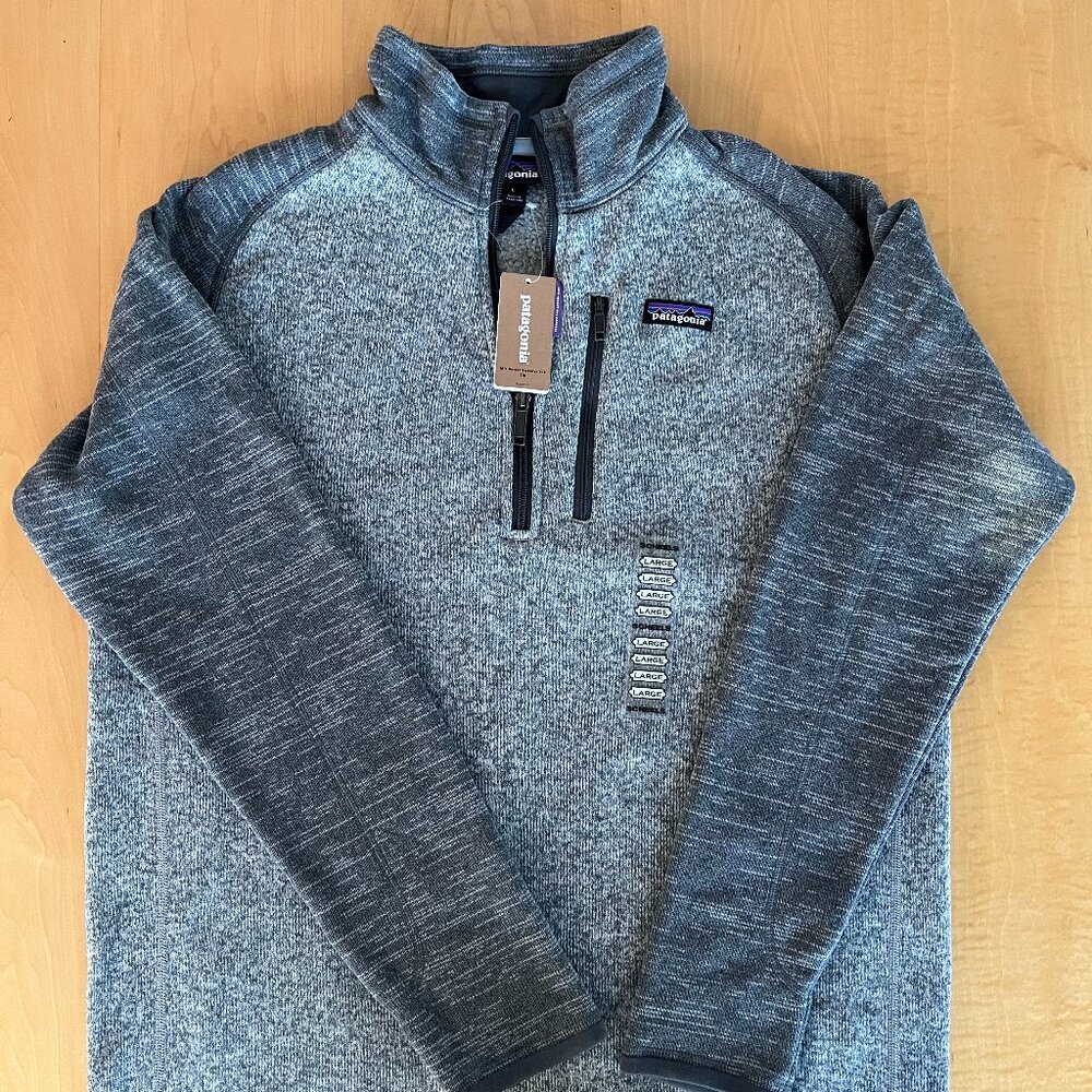 NWT Patagonia Men's Better Sweater® 1/4-Zip Fleece, Size L, Nickel/Forge Grey